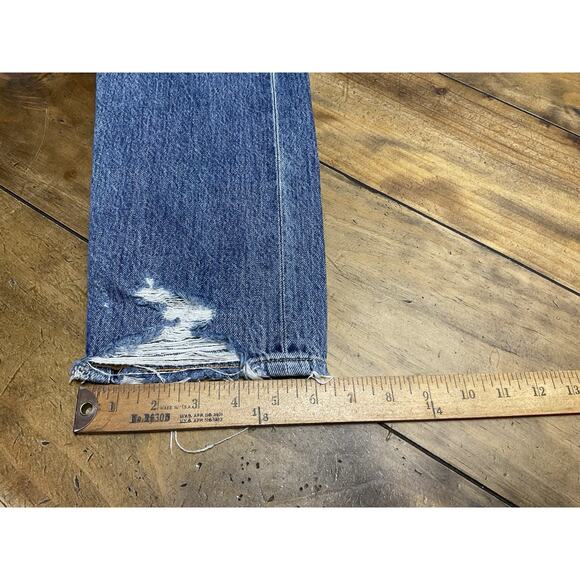 Agolde Jamie Jeans Womens 31 Blue High Rise Distressed Denim Button Fly Classic - Picture 11 of 12